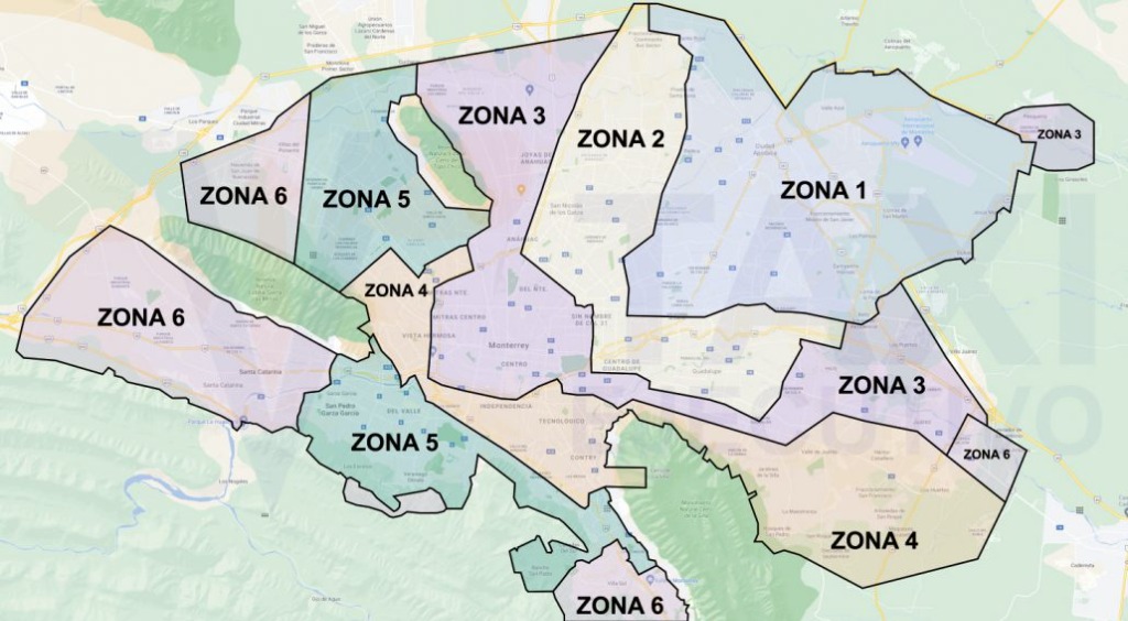 Mapa de Zonas Monterrey
